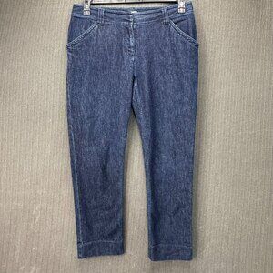 J.Jill Womens Size 8 Slim Fit Blue Stretch Denim Pants Straight Leg Mid-rise